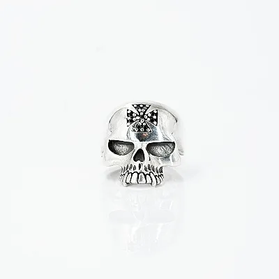 Inel craniu cruce zirconii negre Argint - 1