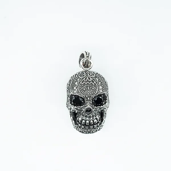 Pandantiv craniu broderie xl Argint