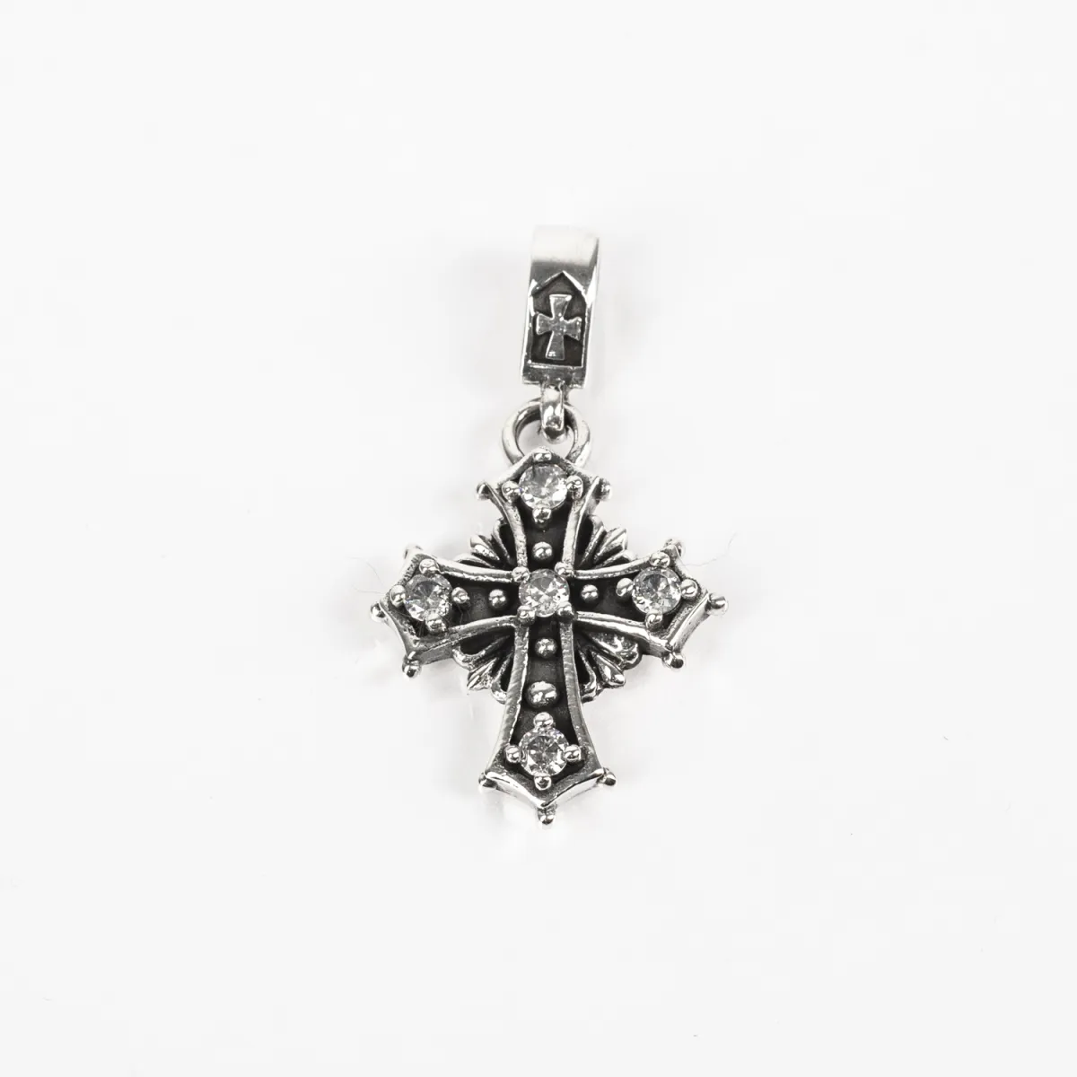 Pandantiv mini cruciulita zirconii Argint