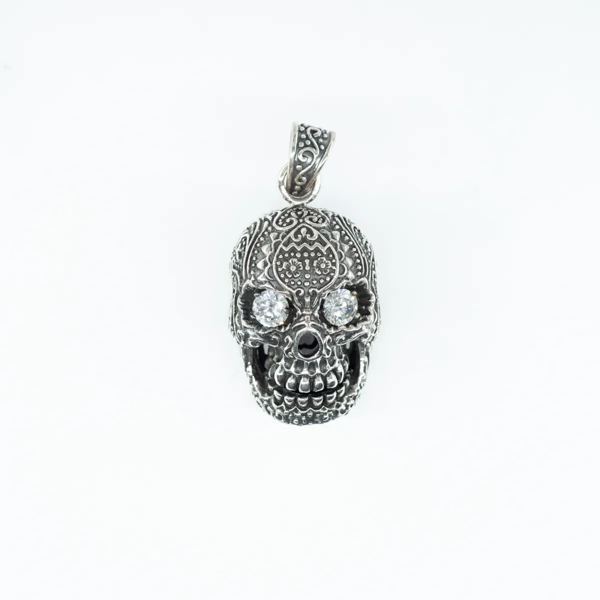 Pandantiv craniu broderie xl Argint
