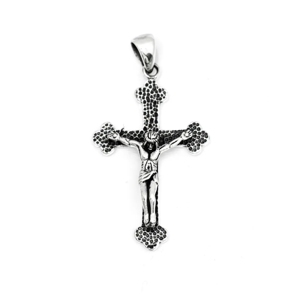 Pandantiv cruce Isus hammered Argint