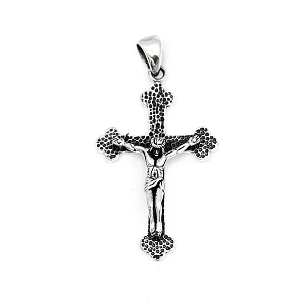 Pandantiv cruce Isus hammered Argint