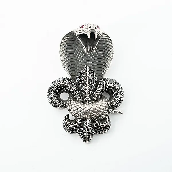 Pandantiv cobra Fleur de Lys Argint