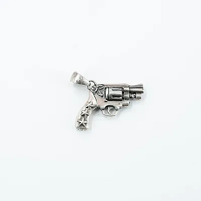 Pandantiv pistol craniu stelute Argint - 4
