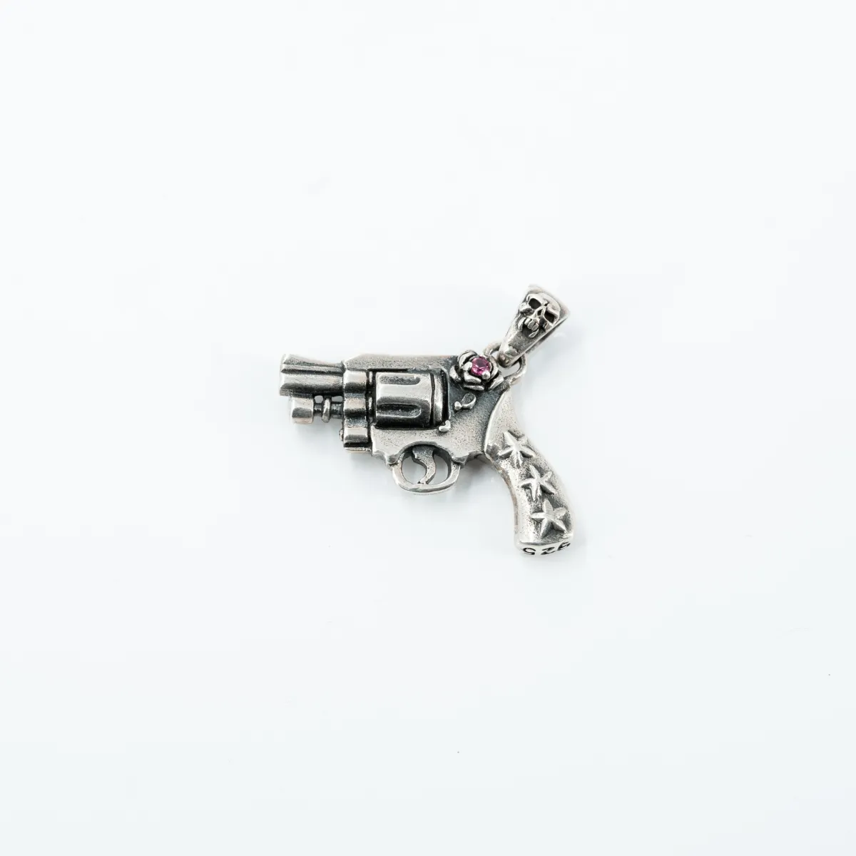 Pandantiv pistol craniu stelute Argint