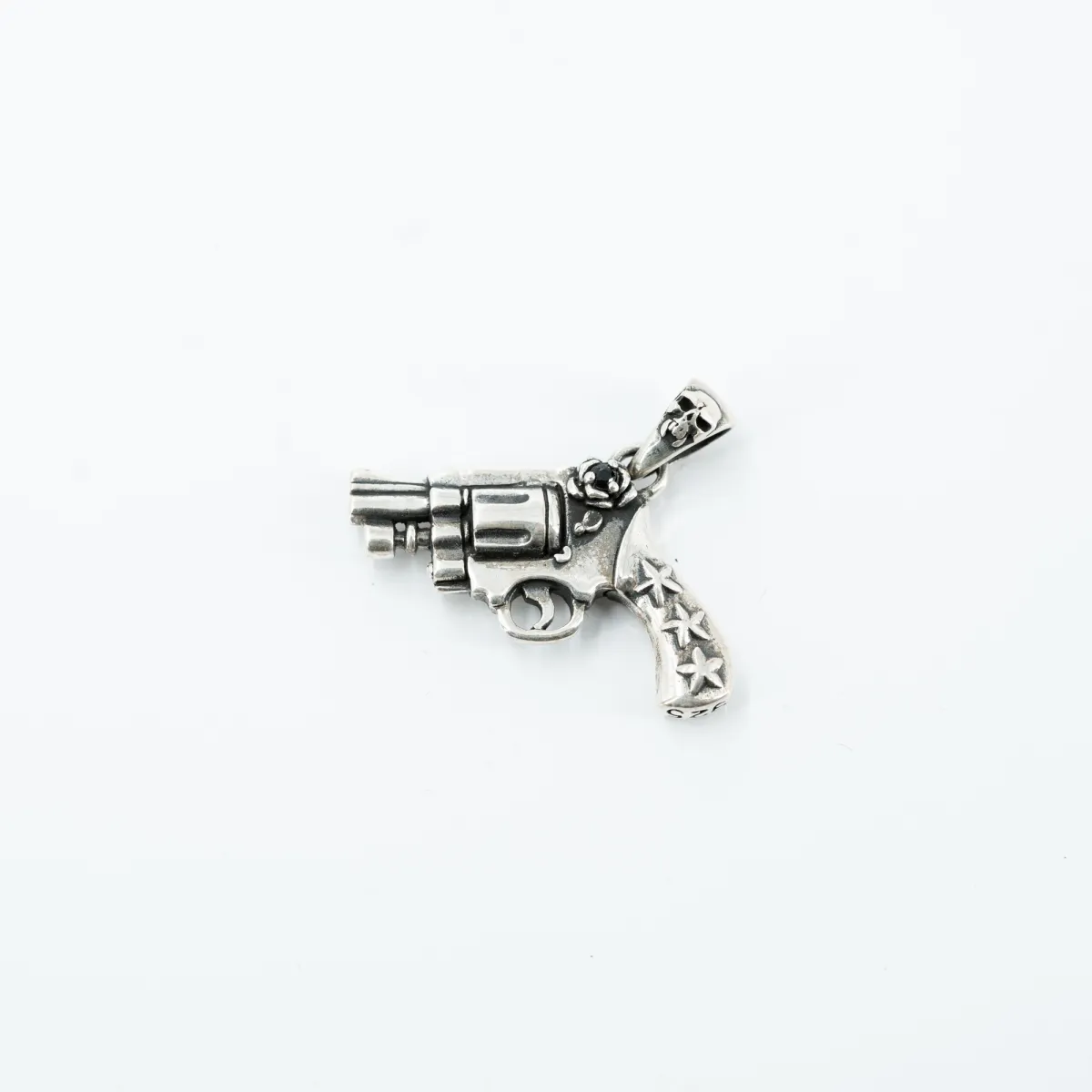 Pandantiv pistol craniu stelute Argint
