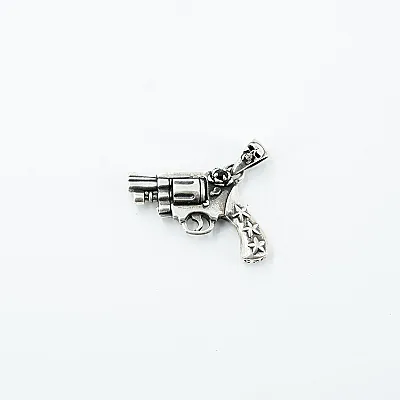 Pandantiv pistol craniu stelute Argint - 2