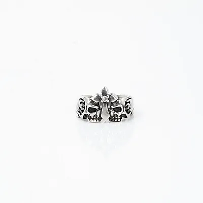 Inel doua cranii crucifix Argint - 1