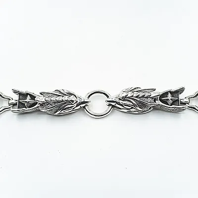 Bratara flexibila capete pasarea phoenix Argint - 3