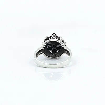 Inel coronita c.z negru Argint - 4