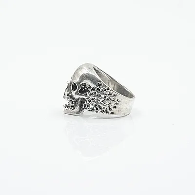 Inel craniu hammered Argint - 4