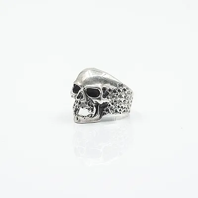 Inel craniu hammered Argint - 5