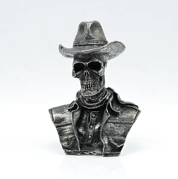 Statueta cap de mort cowboy Argint