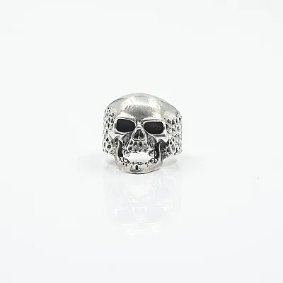 Inel craniu hammered Argint - 1