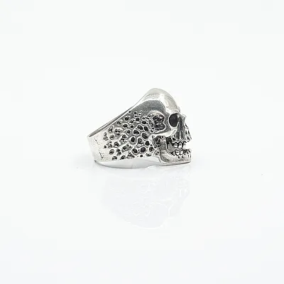 Inel craniu hammered Argint - 2