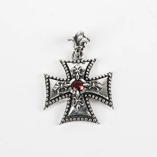 Pandantiv cruce gotica fleur de lys Argint