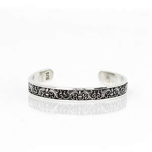 Bratara fixa Fleur de Lys broderie Argint