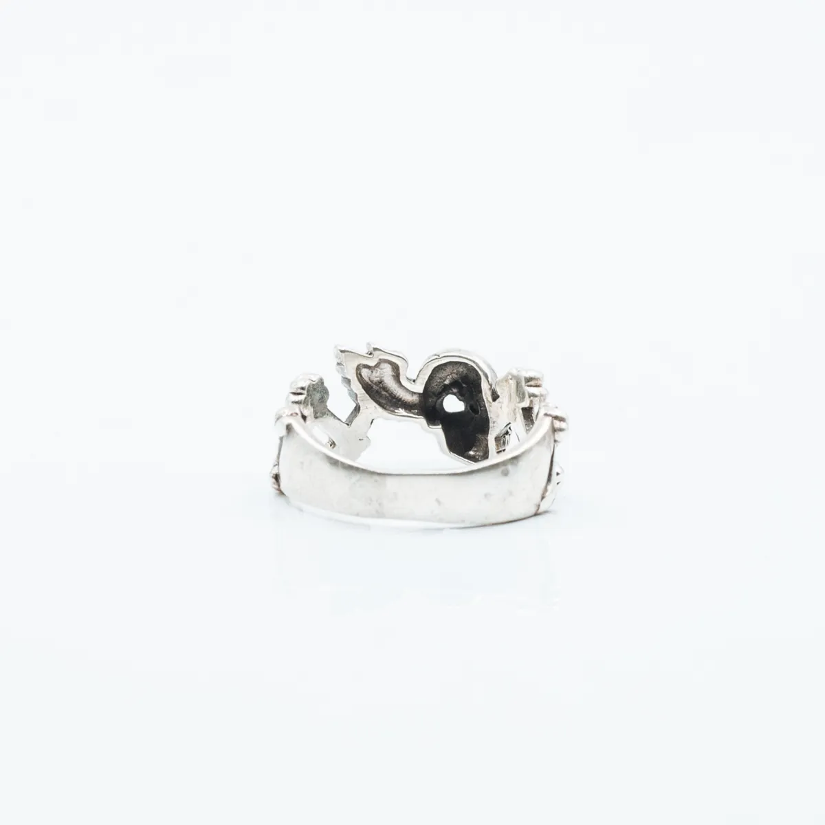 Inel craniu slim oase black Argint