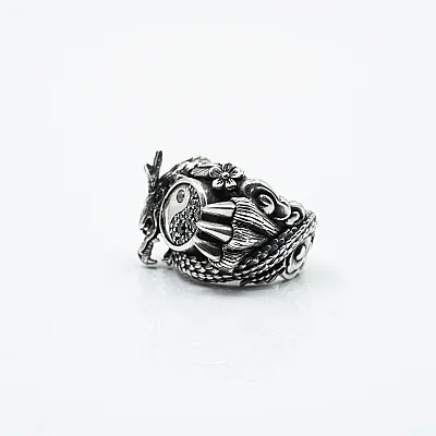 Inel dragon yin yang Argint - 5