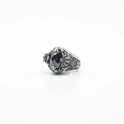 Inel rotund coronite zirconiu negru Argint - 6