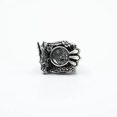 Inel dragon yin yang Argint - 1