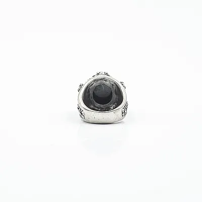 Inel rotund coronite zirconiu negru Argint - 4