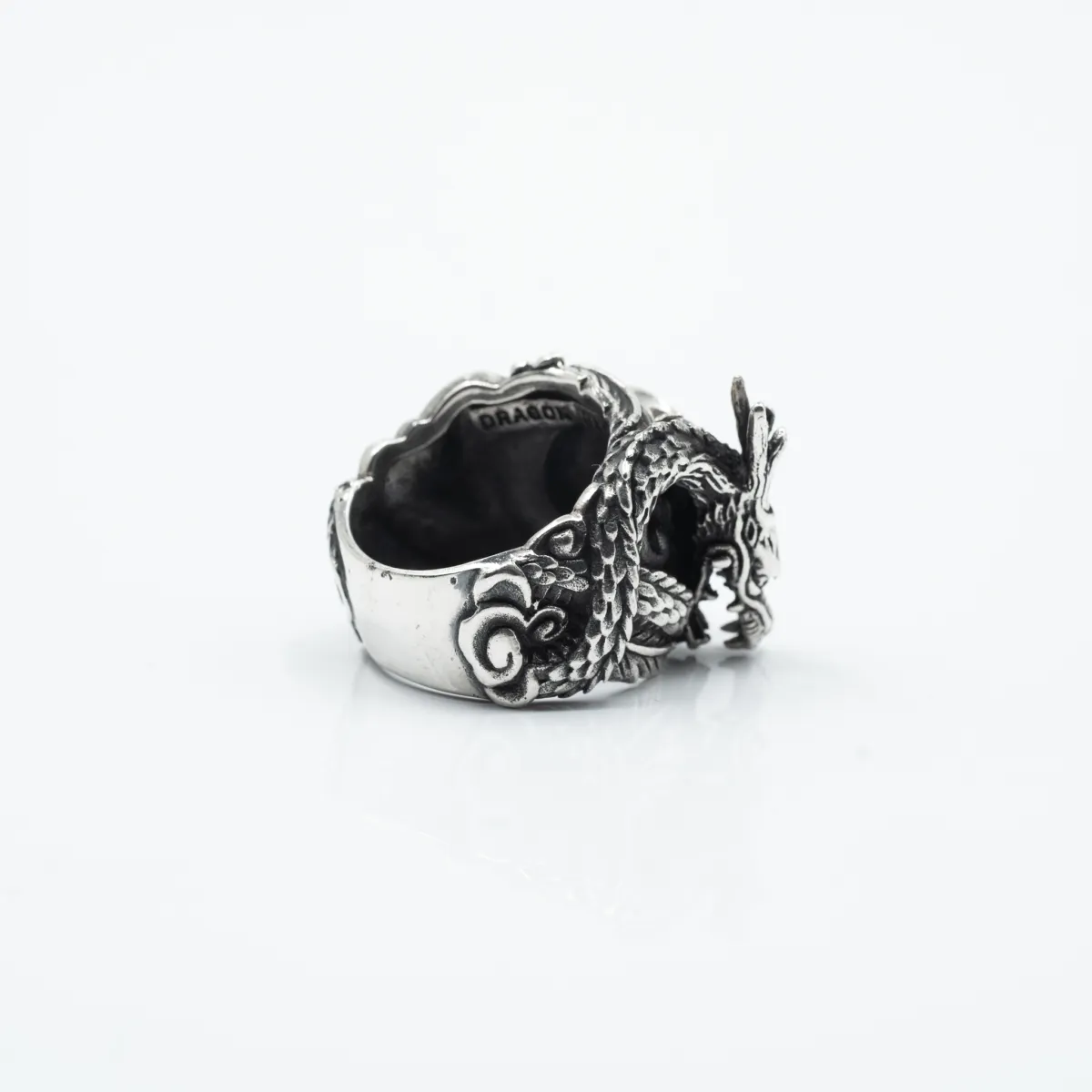 Inel dragon yin yang Argint