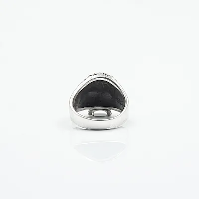 Inel craniu broderie slim Argint - 4