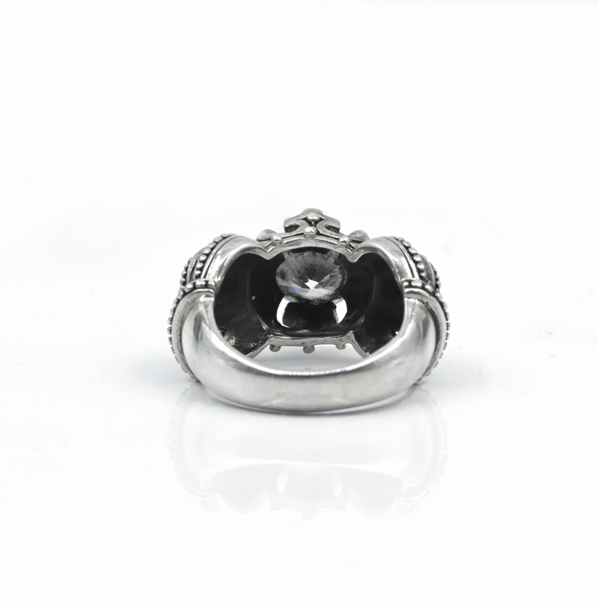 Inel doua coroane c.z.transparent Argint