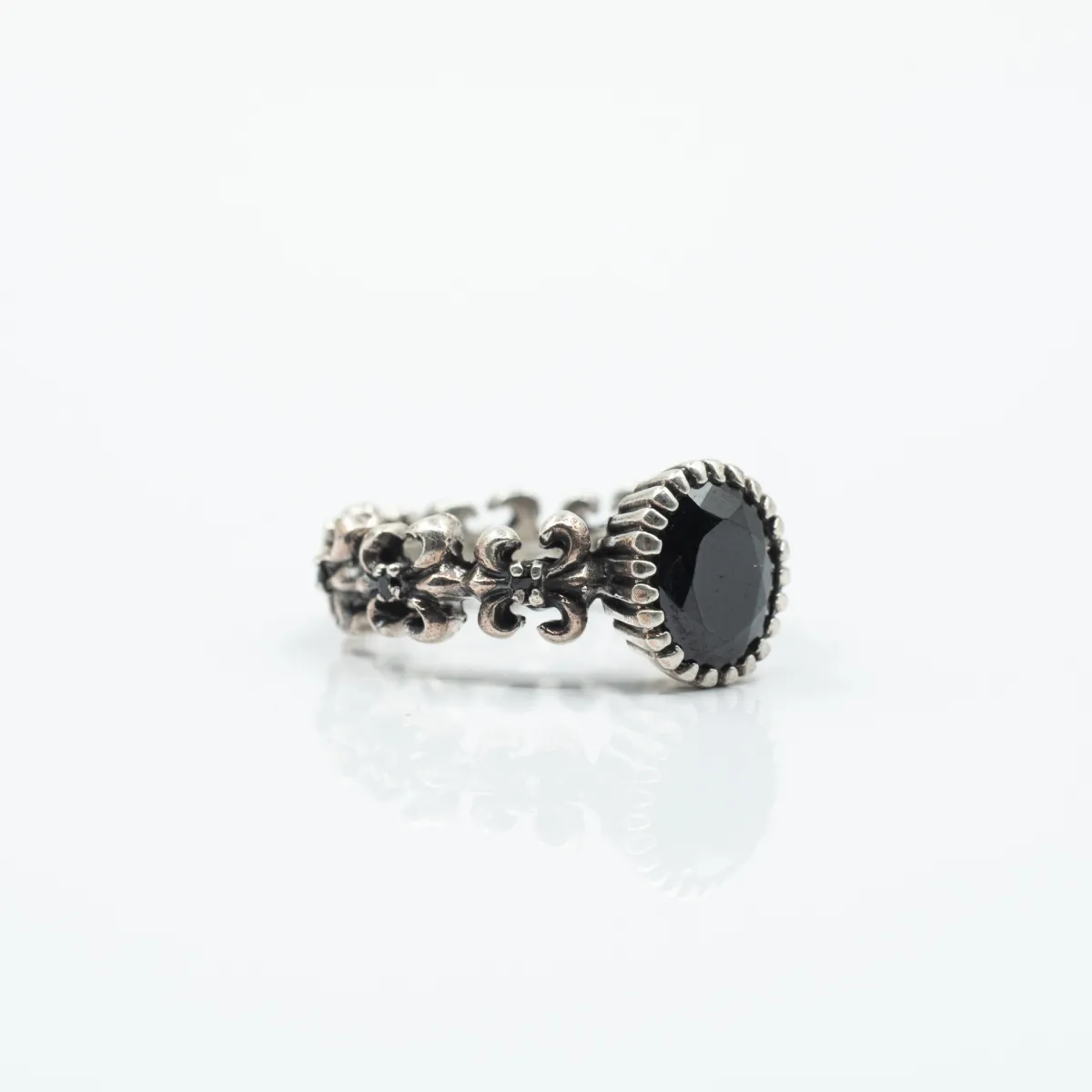 Inel slim mini crini cz.negru Argint