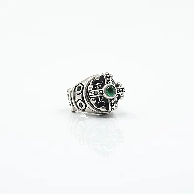 Inel gotic coroana zirconiu verde Argint - 6