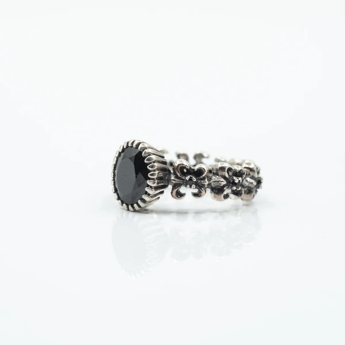 Inel slim mini crini cz.negru Argint