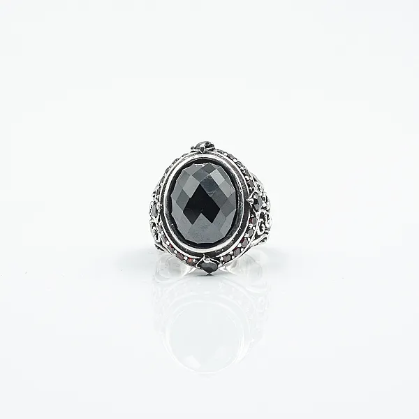 Inel oval broderie gotica cz Argint