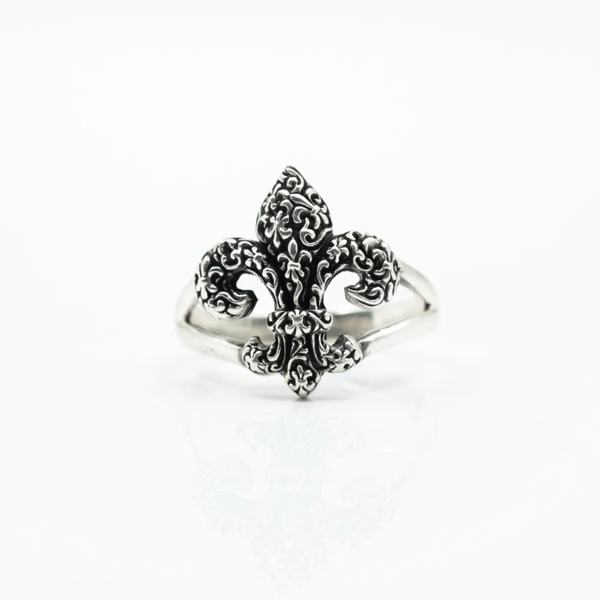 Inel Fleur de Lys broderie Argint