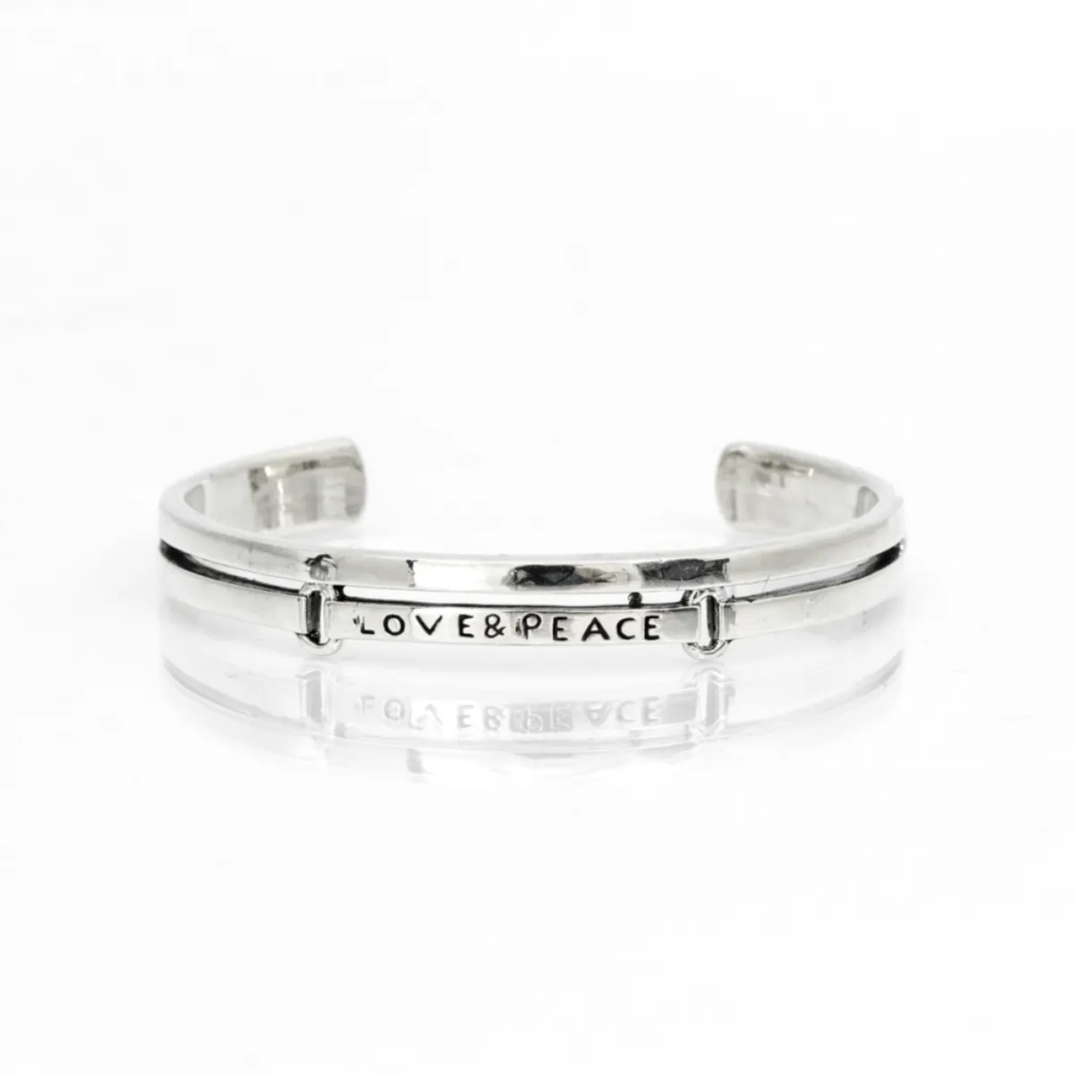 Bratara fixa love and peace large Argint