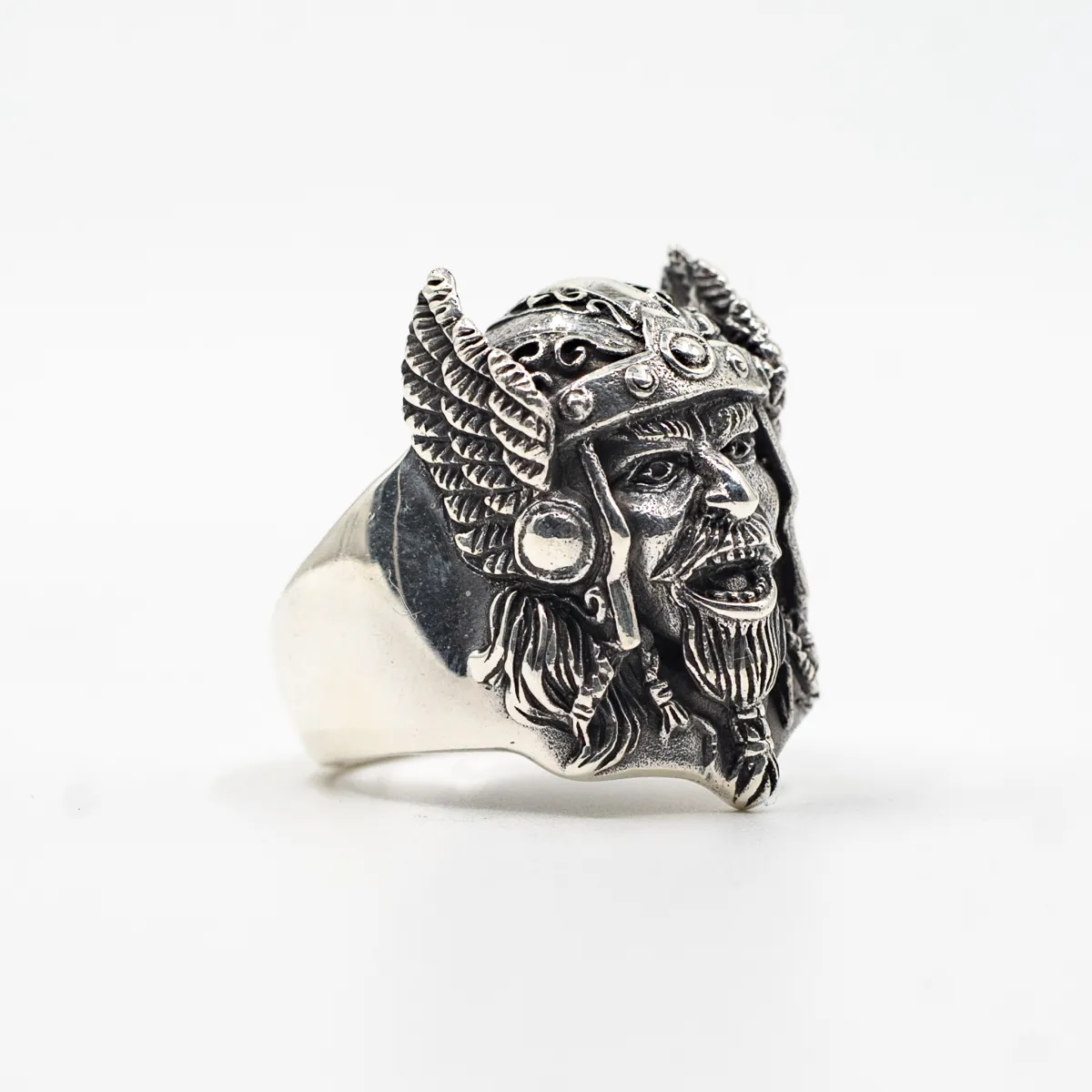 Inel cap de luptator viking Argint