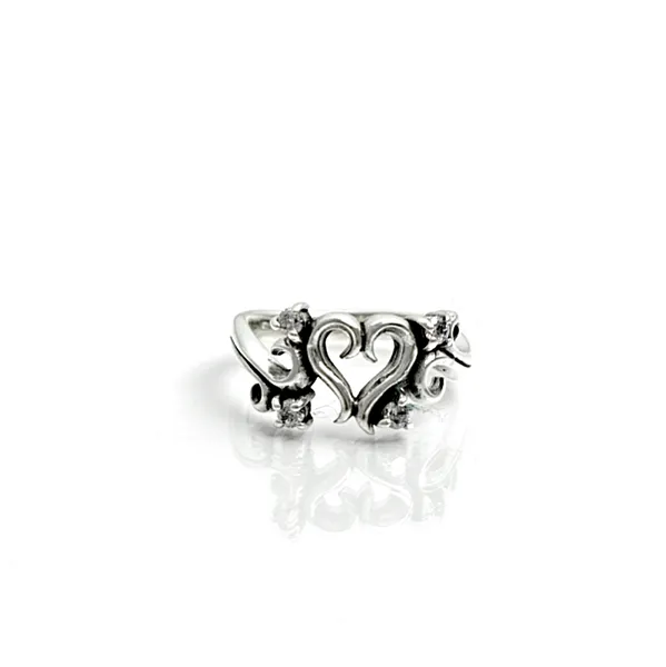 Inel gotic inima zirconiu transparent Argint