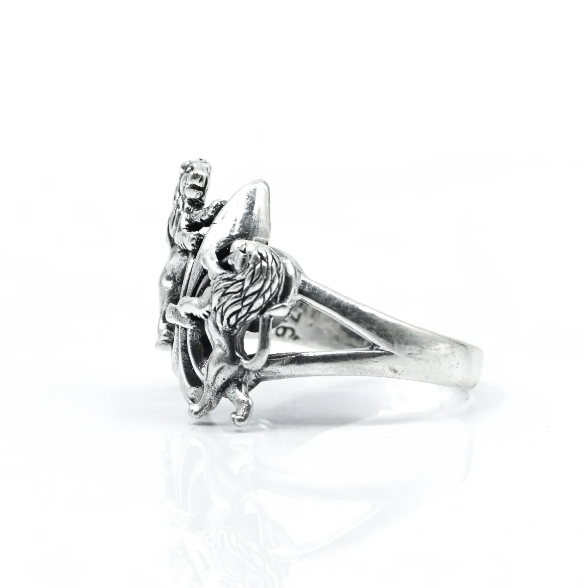 Inel gotic blazon regal lei Argint