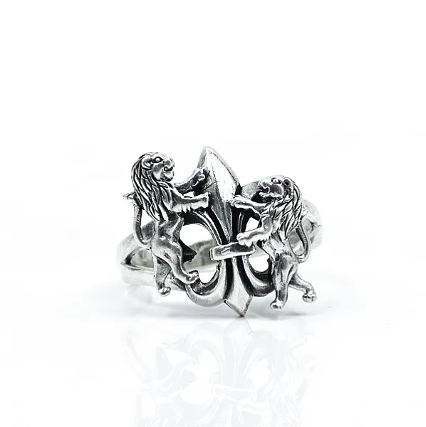 Inel gotic blazon regal lei Argint
