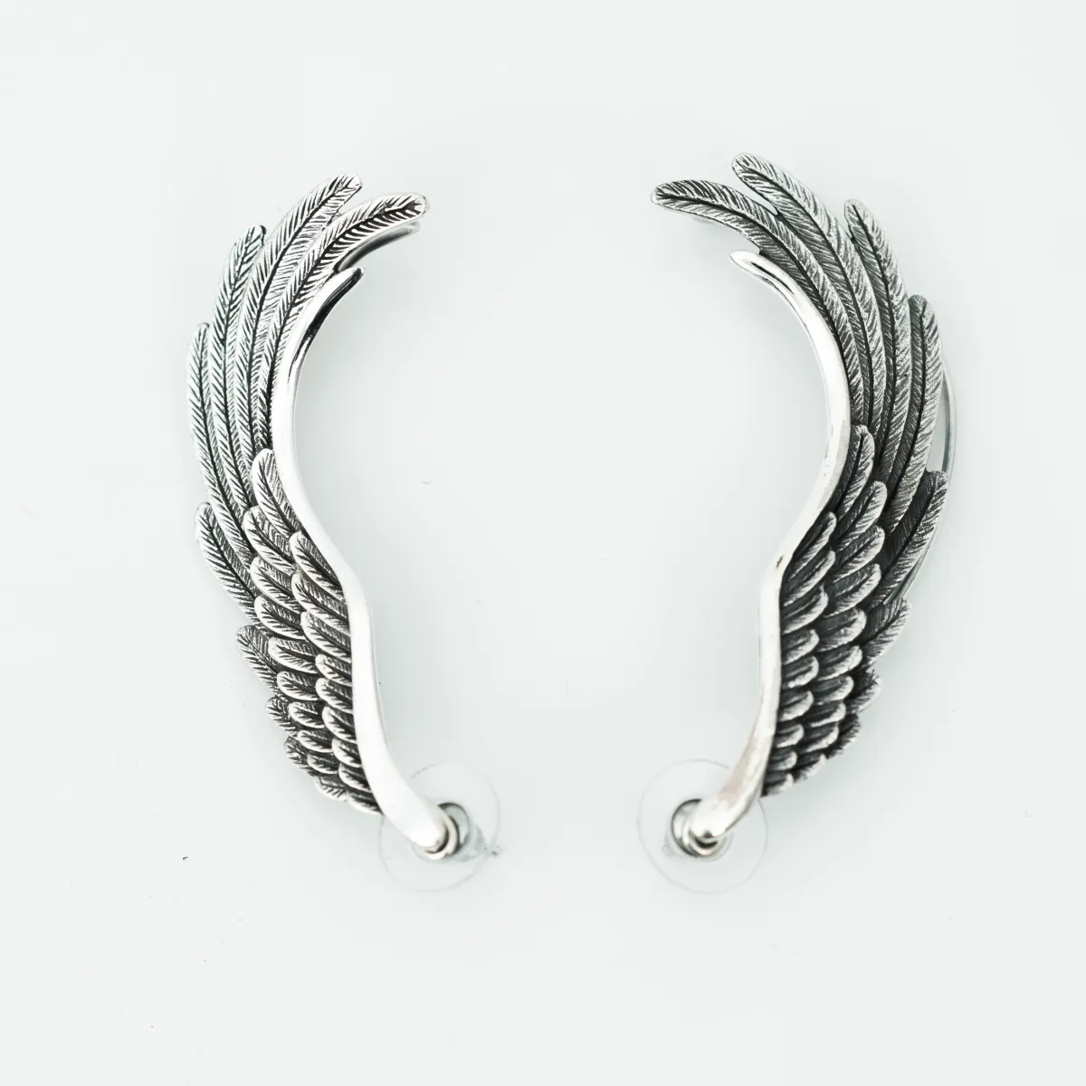 Oxidized 925 Silver Angel Wing Ear Cuff