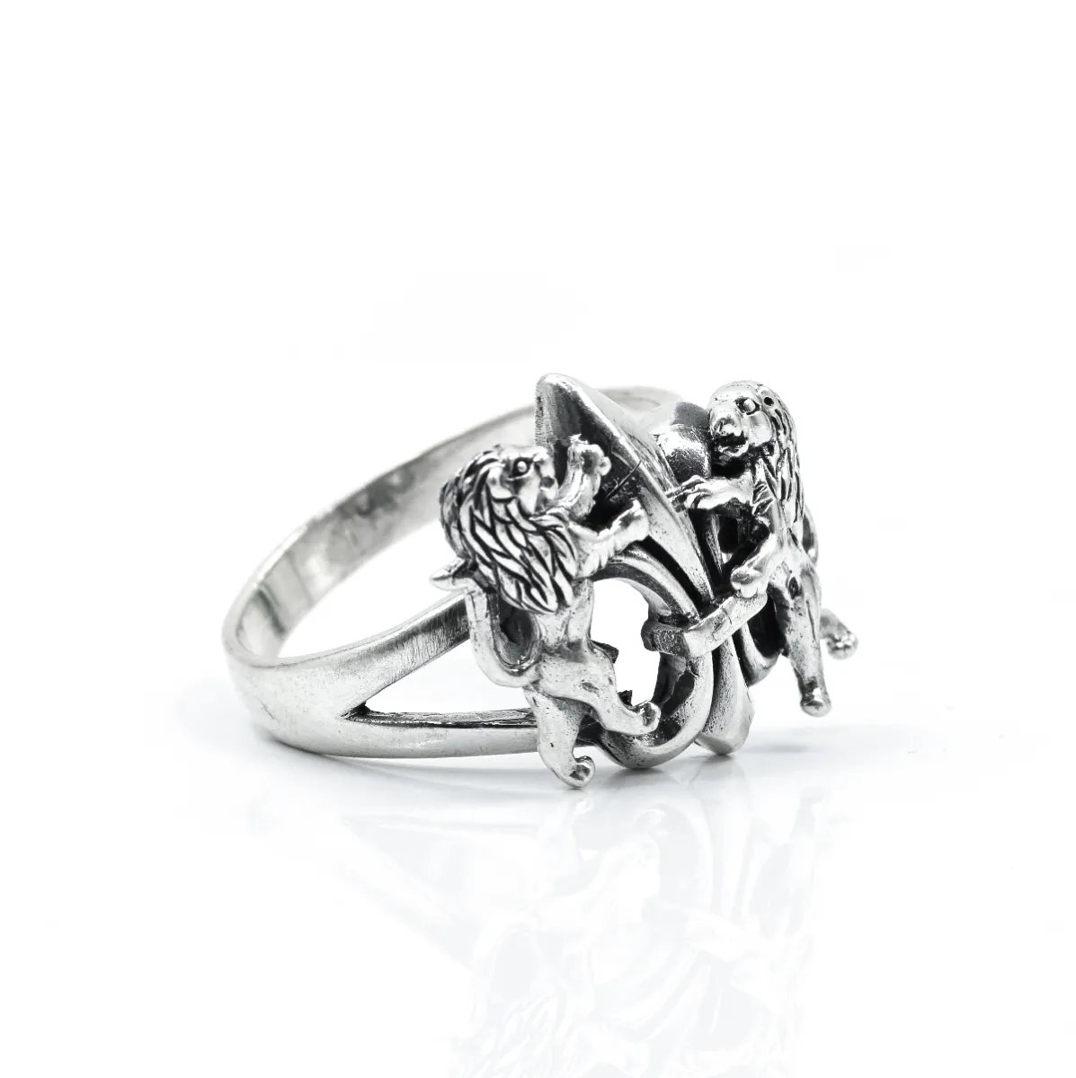 Inel gotic blazon regal lei Argint