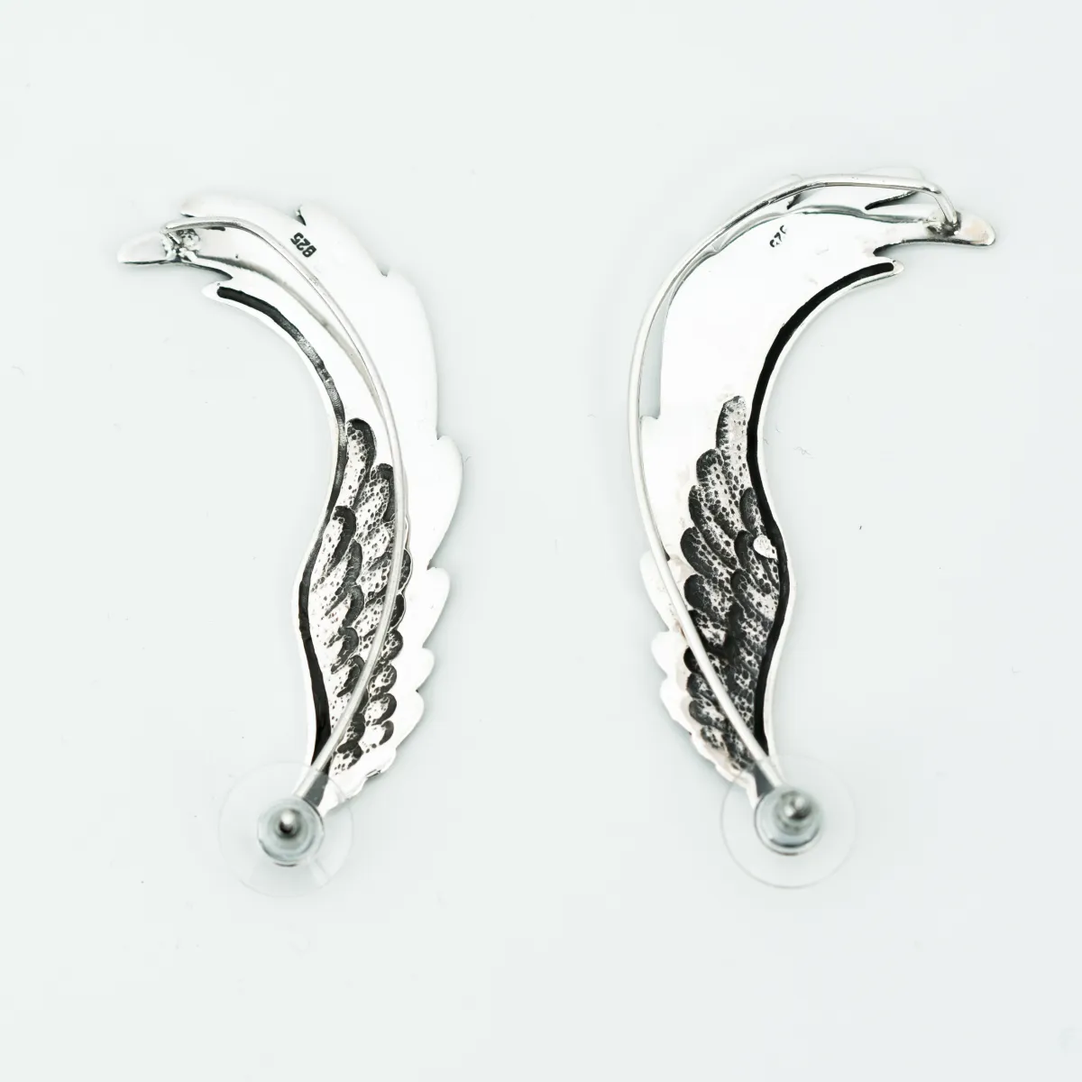 Oxidized 925 Silver Angel Wing Ear Cuff