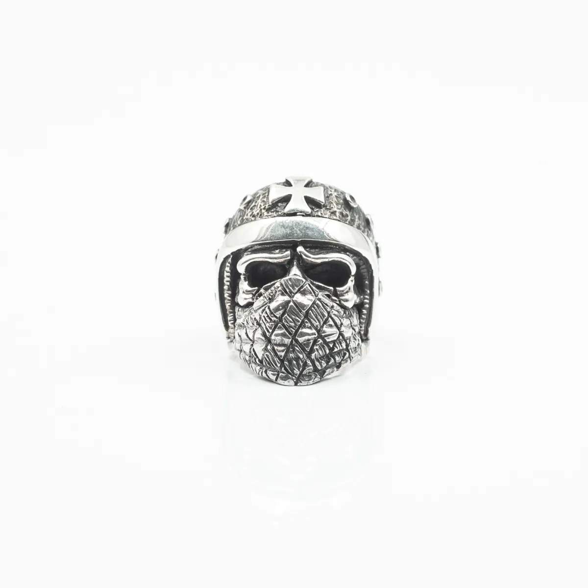 Inel craniu motociclist bandana Argint