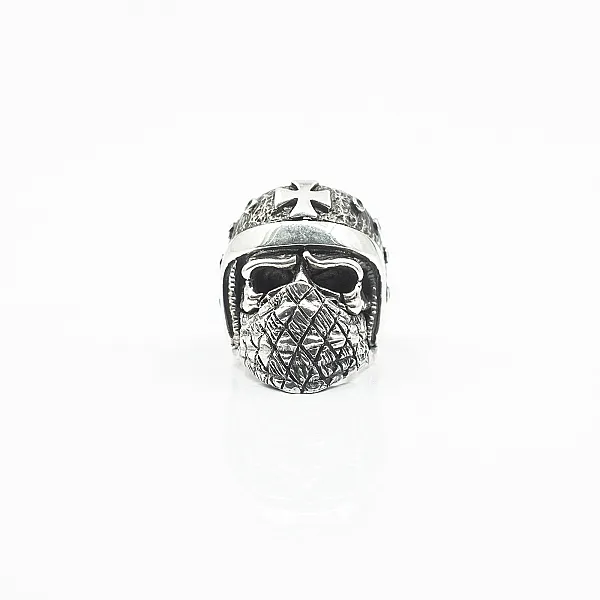 Inel craniu motociclist bandana Argint