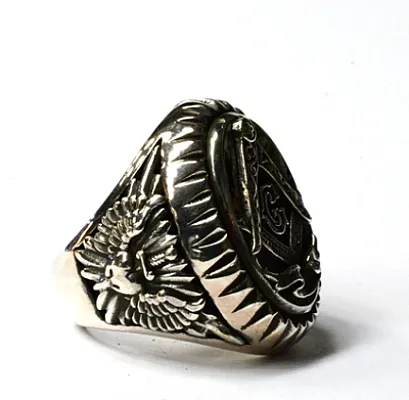Inel masiv oval masonic Argint - 2