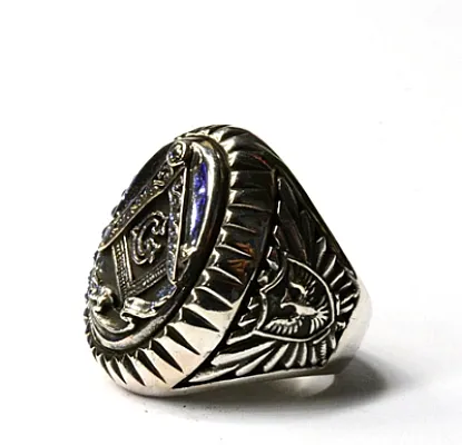 Inel masiv oval masonic Argint - 4