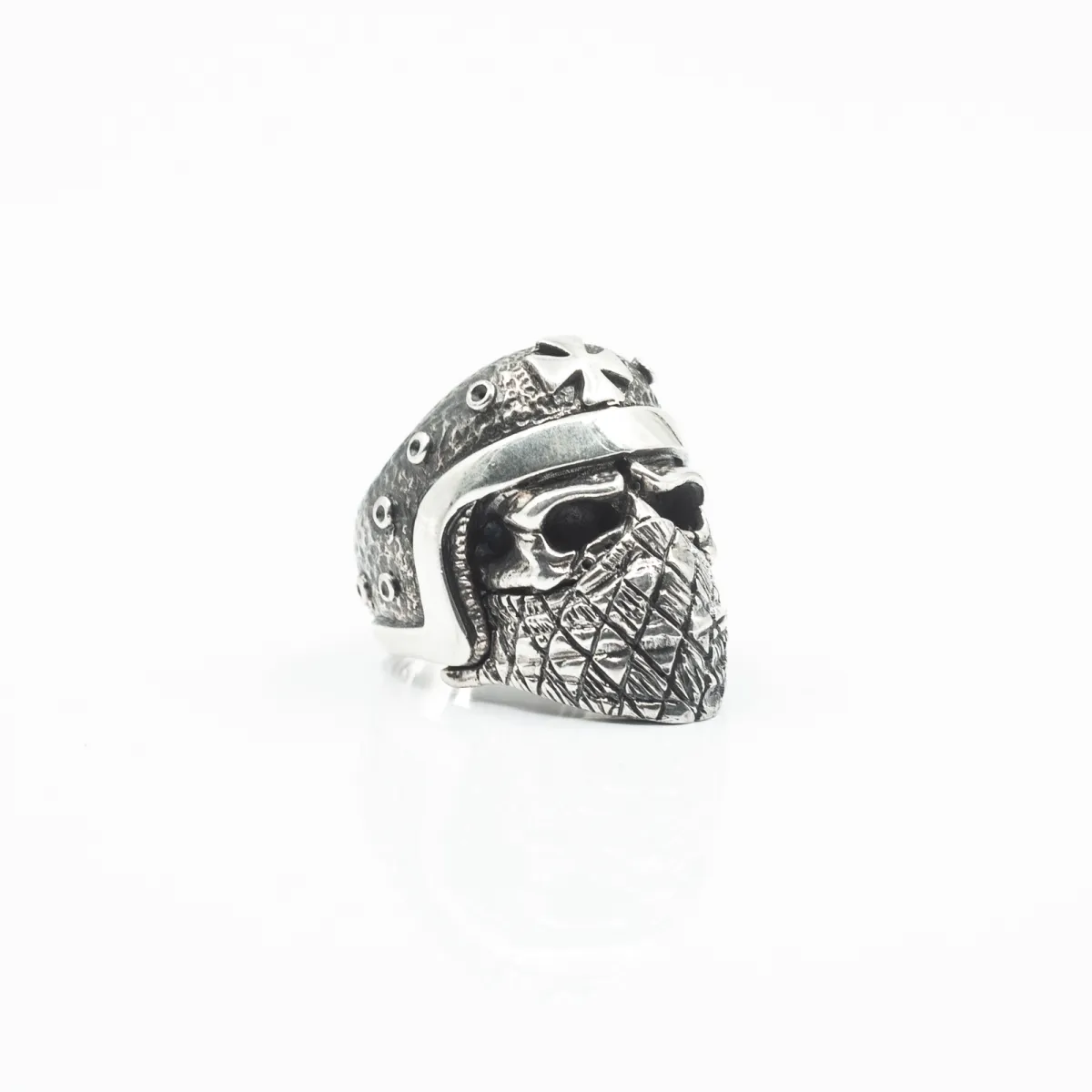 Inel craniu motociclist bandana Argint