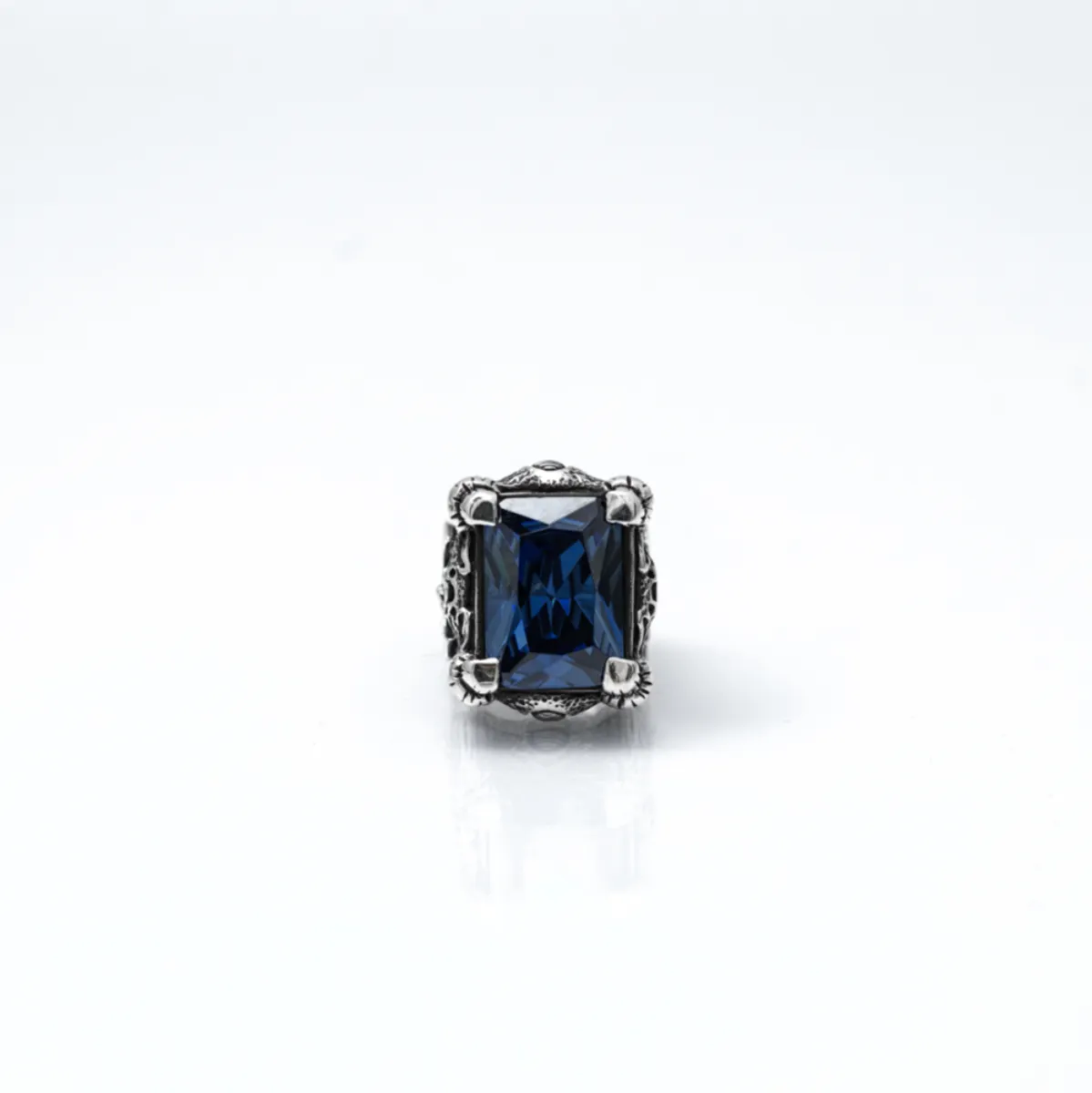 Inel gotic topor viking blue Argint
