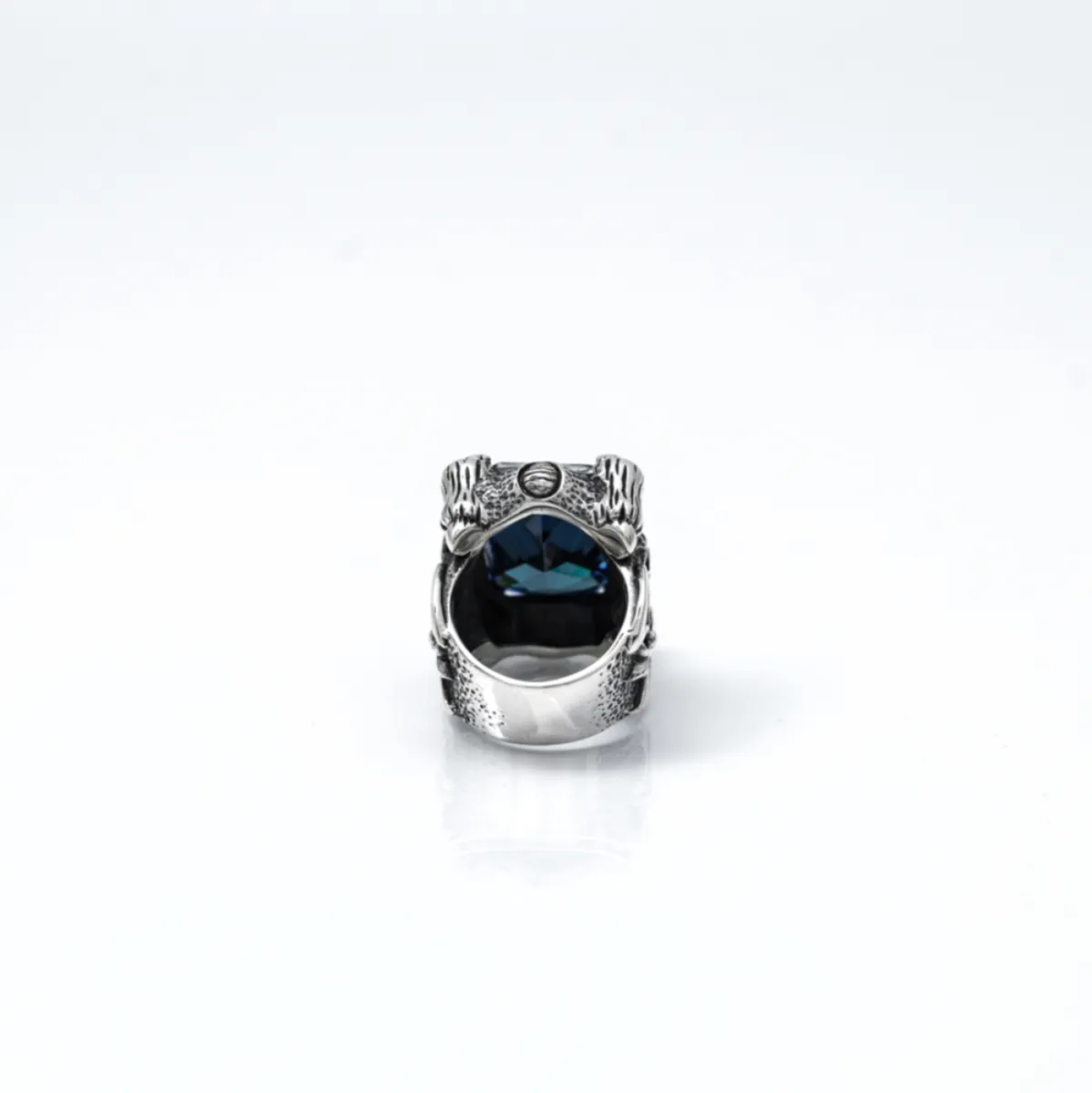 Inel gotic topor viking blue Argint