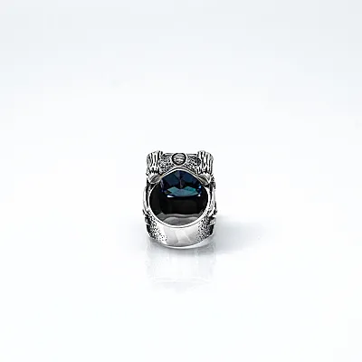 Inel gotic topor viking blue Argint - 3